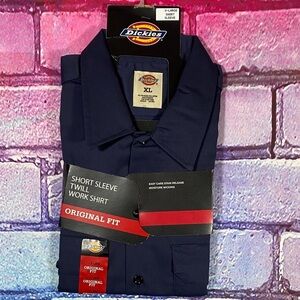 Dickies Men’s XL Navy Short Sleeve Twill Work Shirt NWT Original Fit